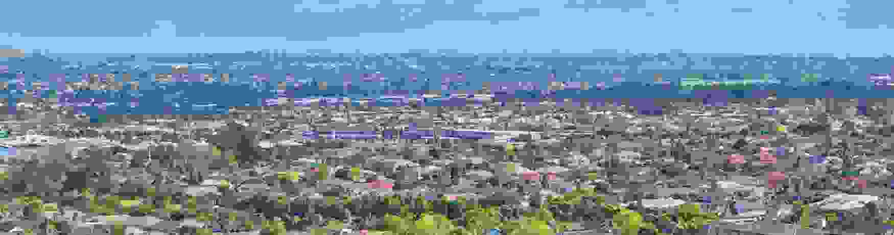 Wide shot of a suburban neighbourhood