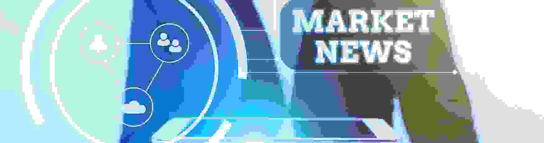 Market news concept with blurred focus on suited man in background