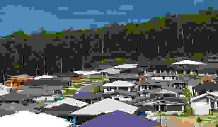 Suburban housing development on the edge of bushland